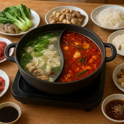 Chinesischer Hotpot mit zwei Brühen