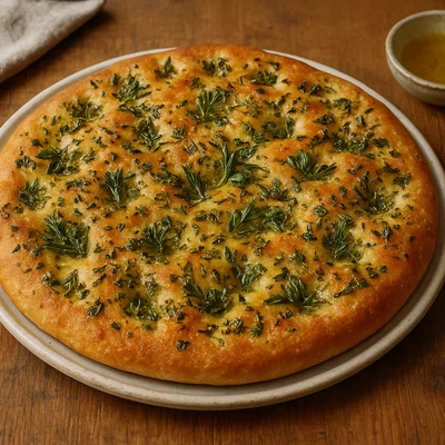 Kräuter-Focaccia mit Knoblauch und Olivenöl