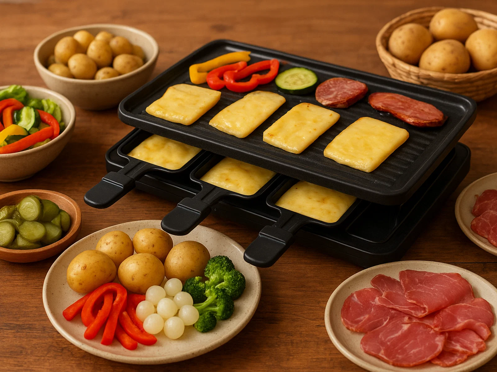 Klassisches Schweizer Raclette für den Tischgrill