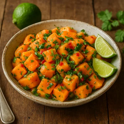 Gustavo de Papaie – Würziger Papaya-Salat mit Limette und Kräutern