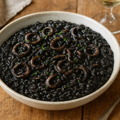 Crni rižot – Schwarzes Tintenfisch-Risotto