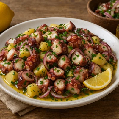 Salata od hobotnice – Dalmatischer Oktopussalat mit Kartoffeln und Zwiebeln