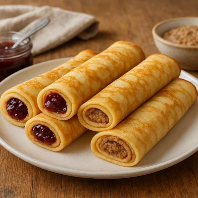 Palačinke – dünne Pfannkuchen mit Marmelade oder Nussfüllung