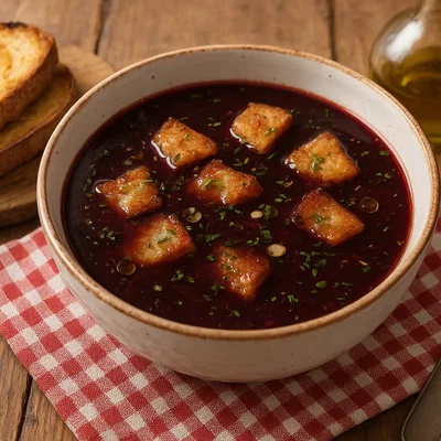 Supa istarska – Istrische Weinsuppe mit geröstetem Brot und Olivenöl