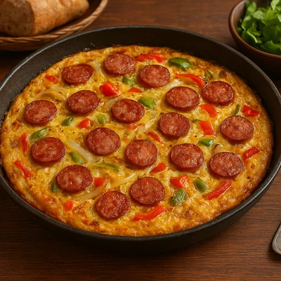Fritaja s kobasicama (Kroatisches Omelett mit Würsten)