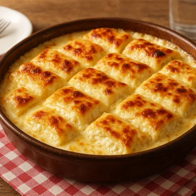 Zagrebački štrukli zapečeni (überbackene Quark-Štrukli)