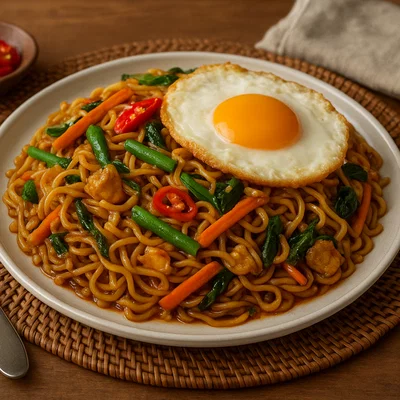 Mie Goreng – Indonesische gebratene Nudeln mit Gemüse und Ei
