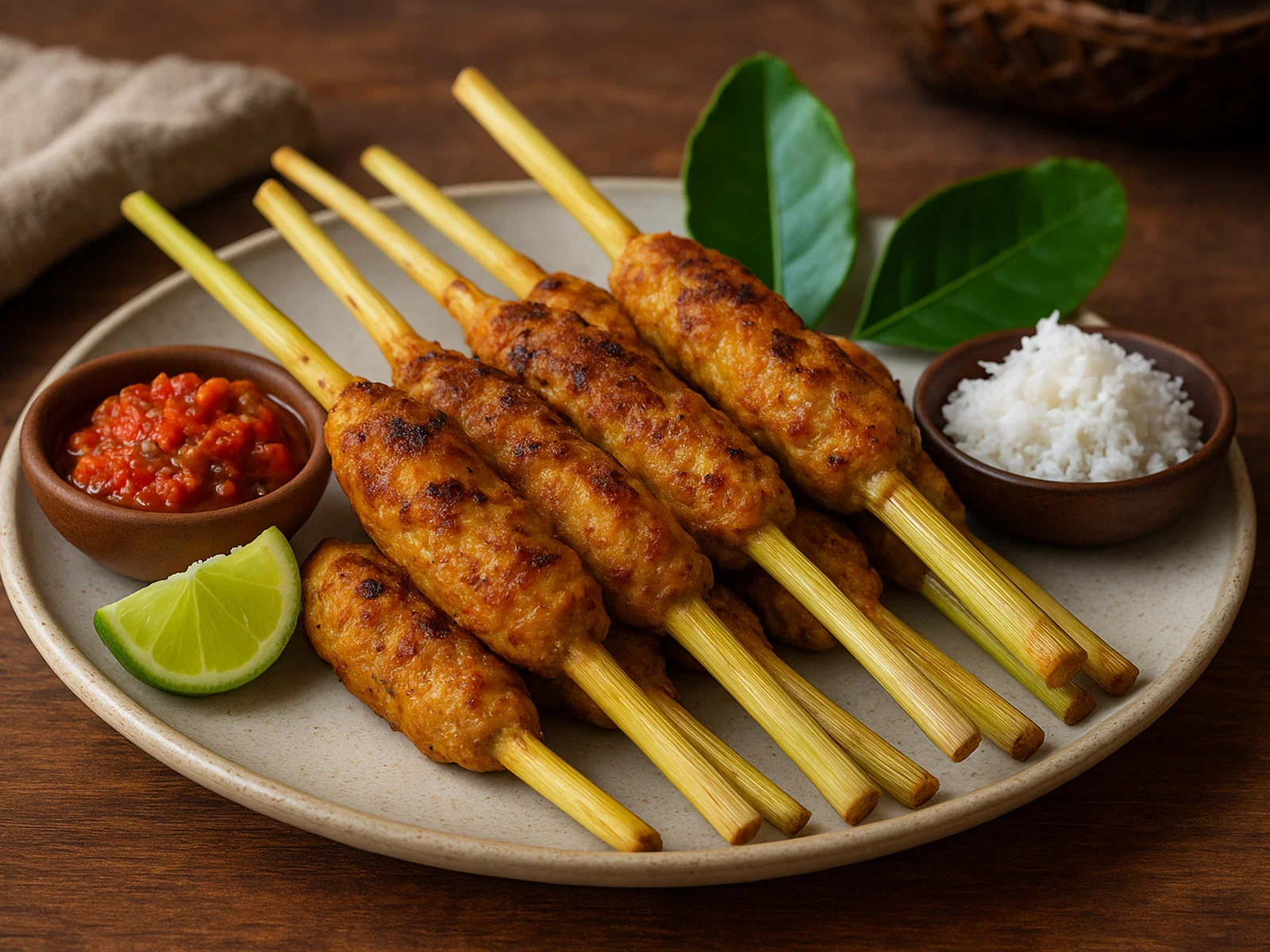 Sate Lilit – Balinesische Fleischspieße mit Kokos und Zitronengras