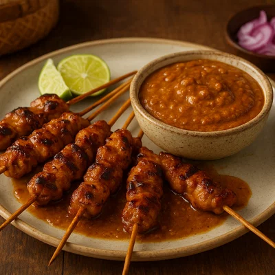 Sate Madura – Indonesische Hähnchenspieße mit süßer Erdnusssoße