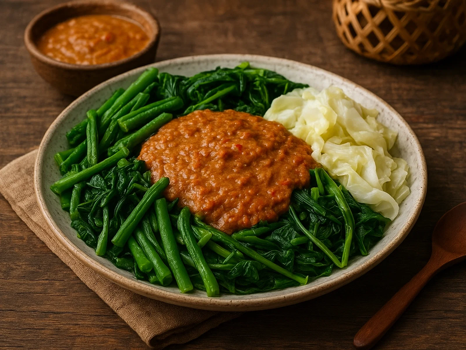 Pecel – Indonesisches Gemüse mit scharfer Erdnusssauce