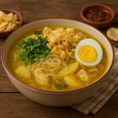 Soto Lamongan – Indonesische Hühnersuppe mit Krupuk-Streuseln