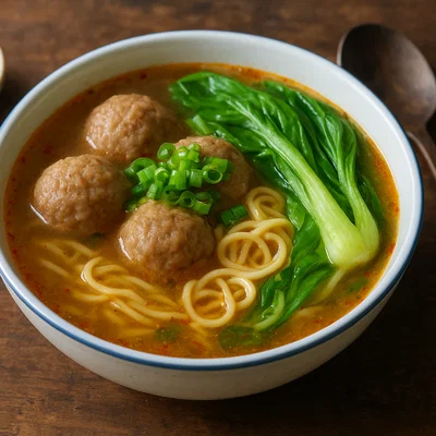 Bakso – Indonesische Rindfleischbällchen in würziger Brühe mit Nudeln