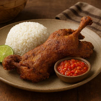 Bebek Goreng – Knusprig frittierte Ente mit Sambal