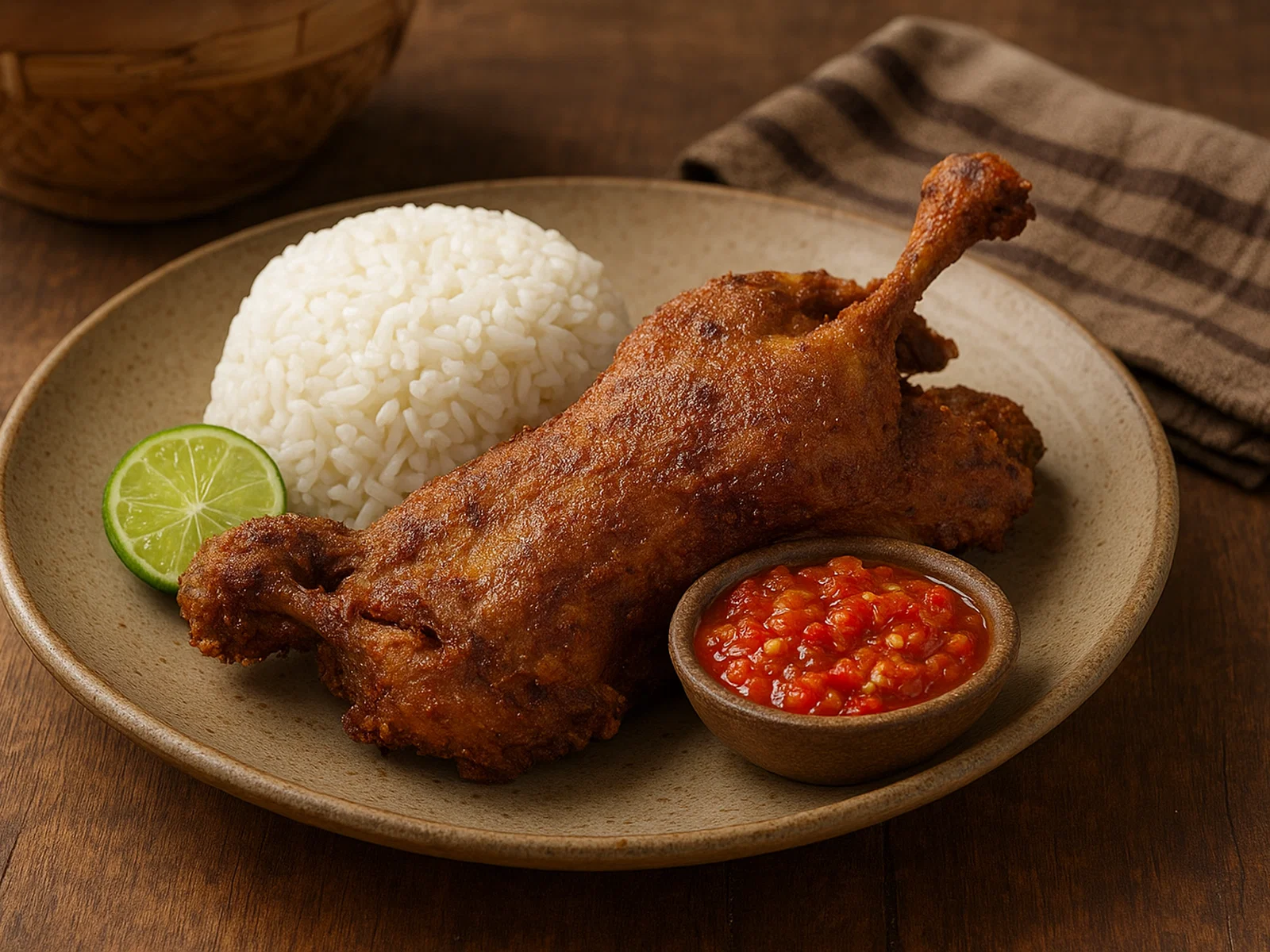 Bebek Goreng – Knusprig frittierte Ente mit Sambal