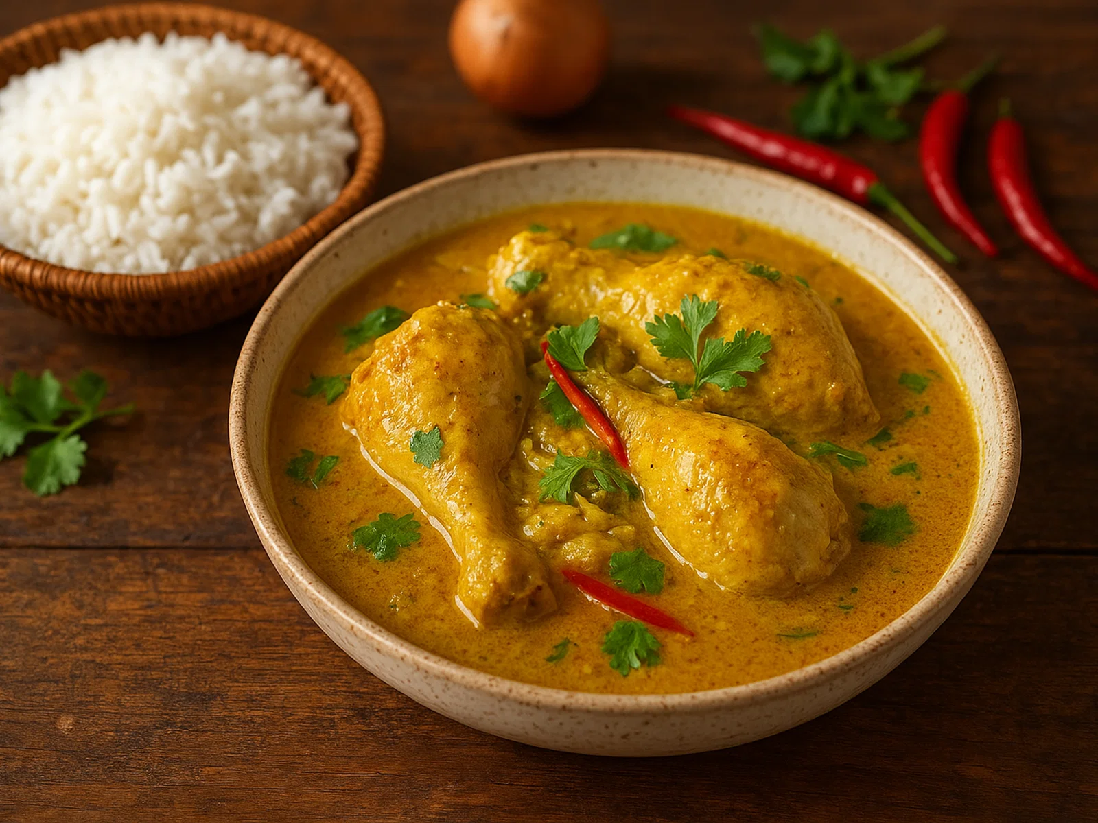 Indonesisches Gulai in Kokos-Gewürz-Soße mit Huhn