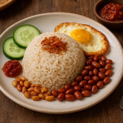 Nasi Uduk – Indonesischer Kokosreis mit Beilagen