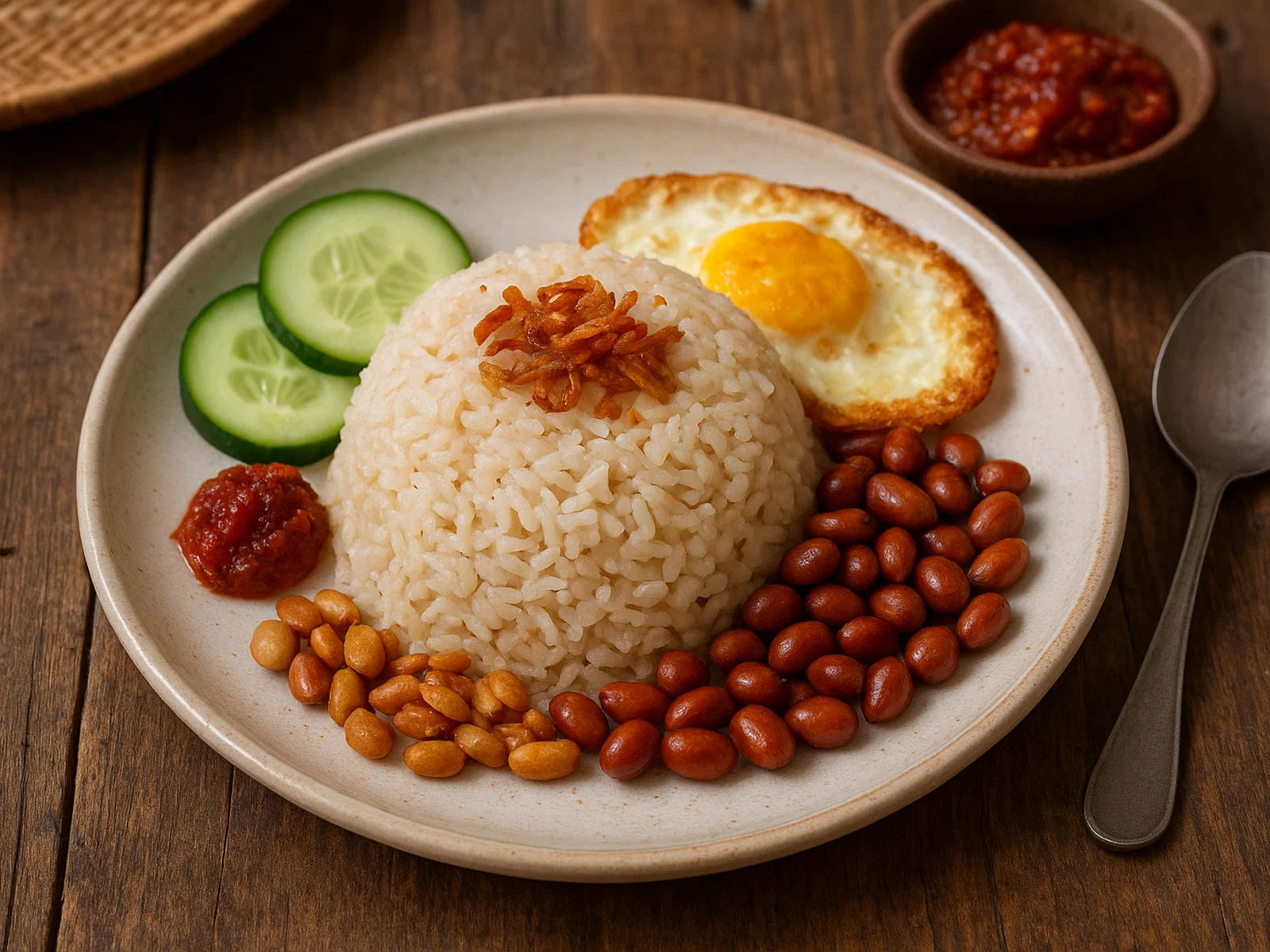 Nasi Uduk – Indonesischer Kokosreis mit Beilagen