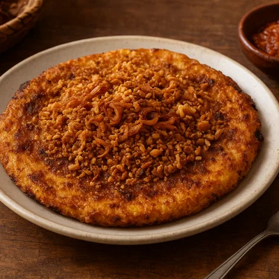 Kerak Telor – Indonesisches Klebreis-Omelett mit Kokosstreuseln