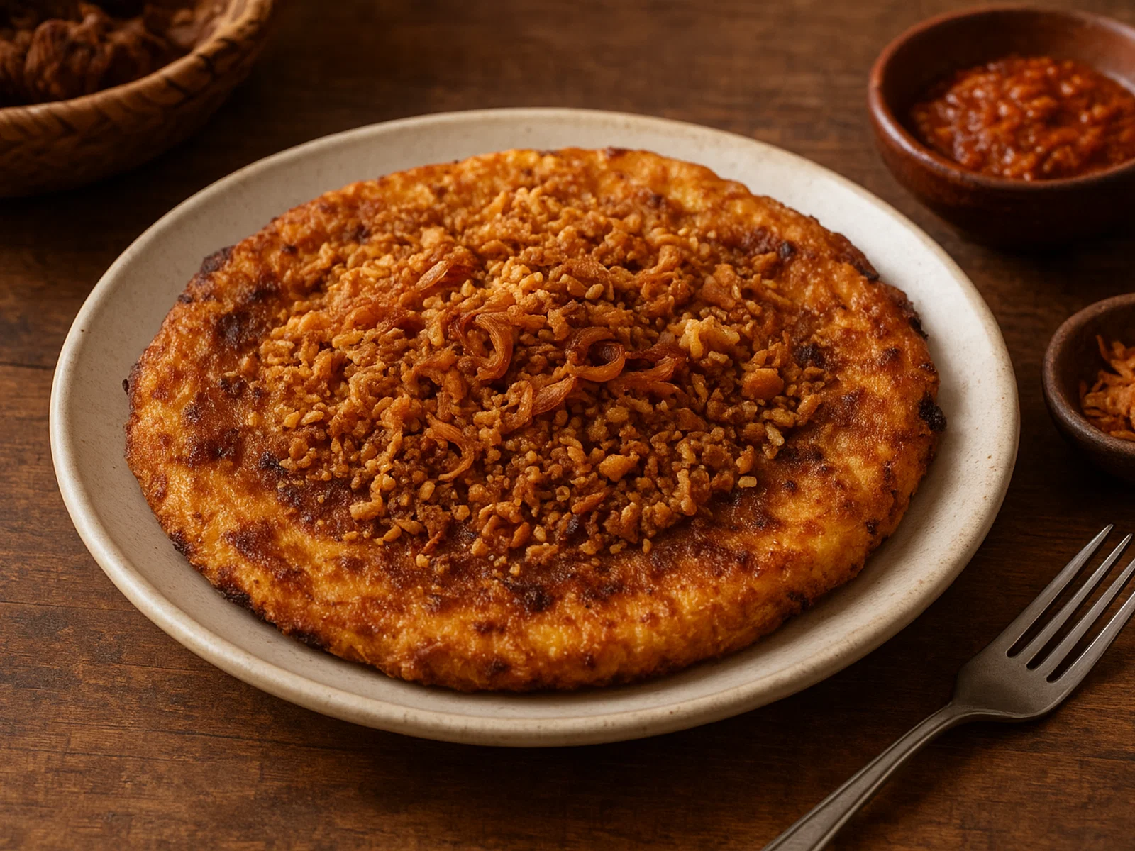 Kerak Telor – Indonesisches Klebreis-Omelett mit Kokosstreuseln