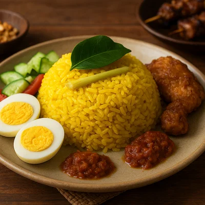 Nasi Kuning – Festlicher gelber Kurkuma-Kokos-Reis