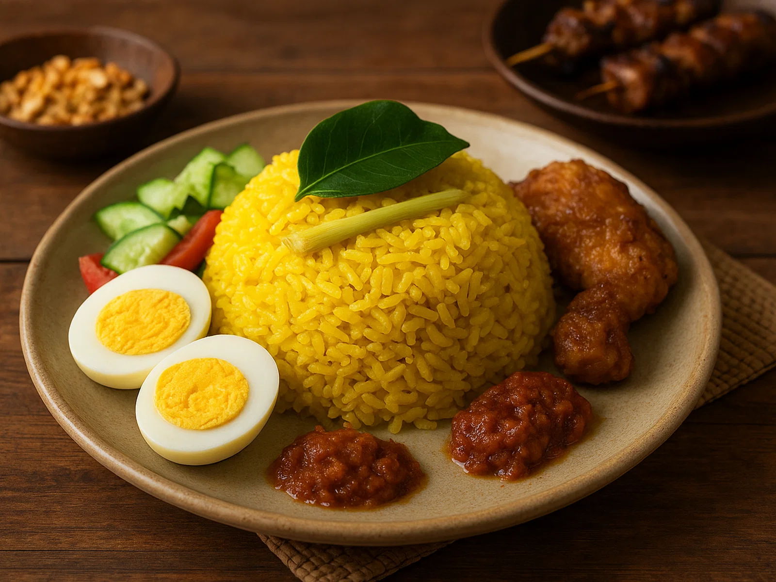 Nasi Kuning – Festlicher gelber Kurkuma-Kokos-Reis