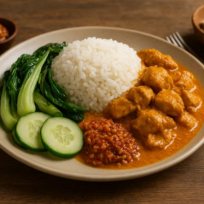 Nasi Campur – Indonesischer Reis mit verschiedenen Beilagen
