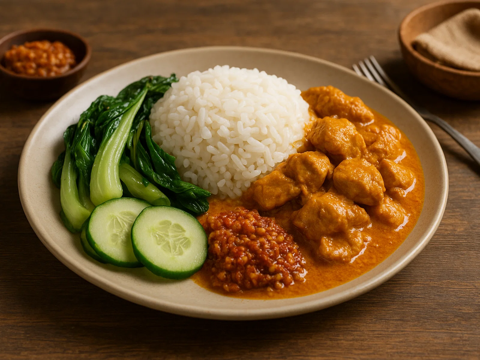 Nasi Campur – Indonesischer Reis mit verschiedenen Beilagen