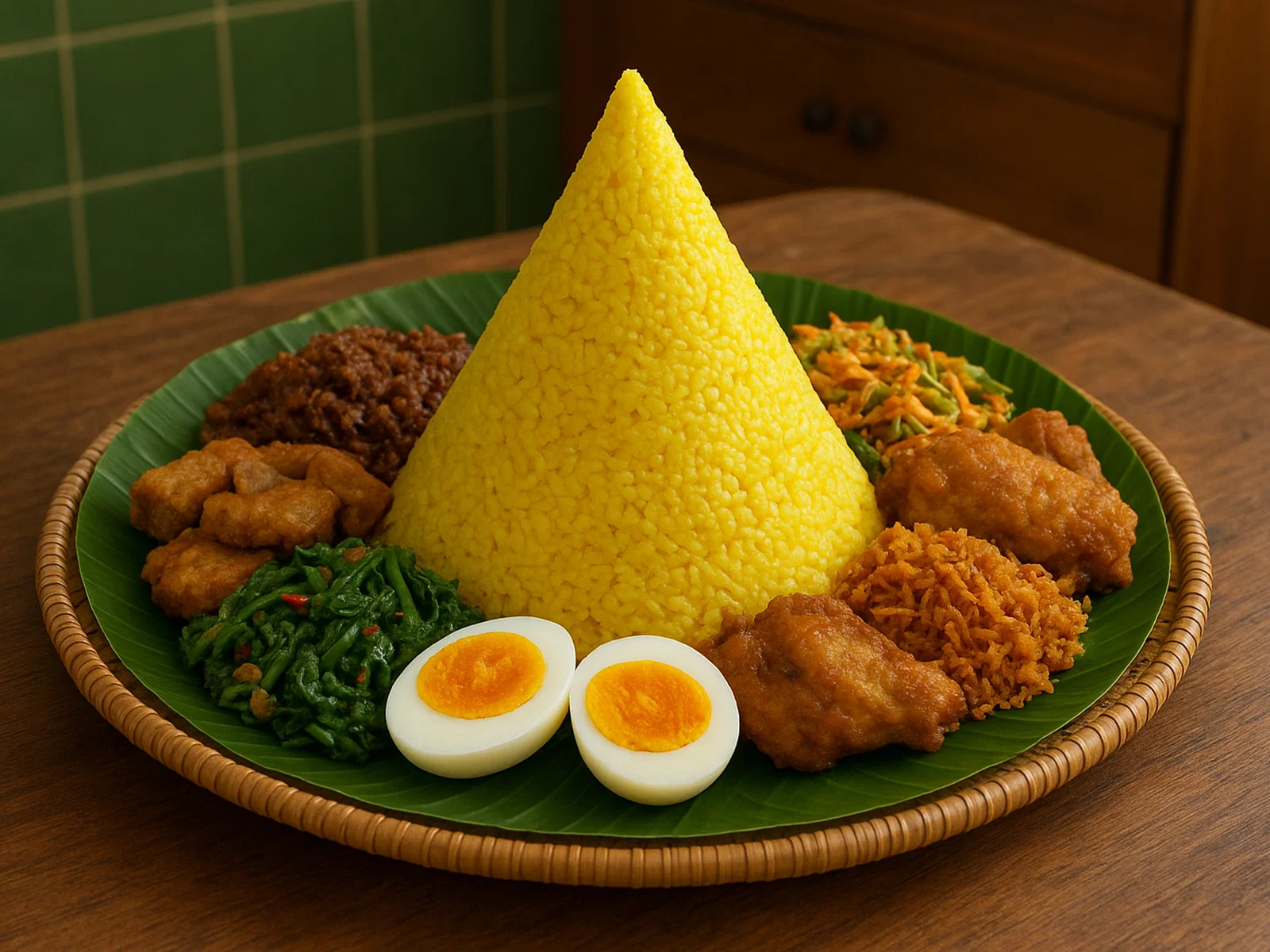 Nasi Tumpeng – Festlicher gelber Kegelreis