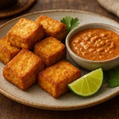 Tahu Goreng (Frittierter Tofu mit Erdnusssoße)