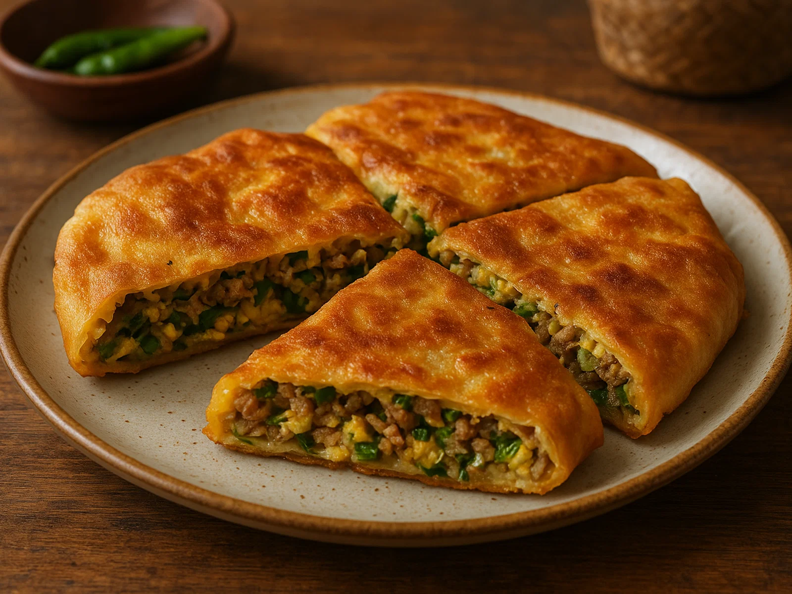 Martabak Telur – herzhaft gefülltes Eier-Pfannengebäck