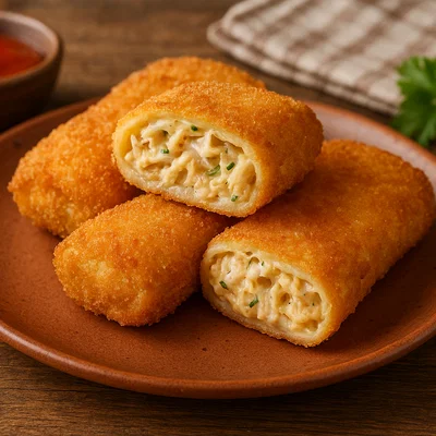 Risoles – gefüllte, panierte Pfannkuchenrollen