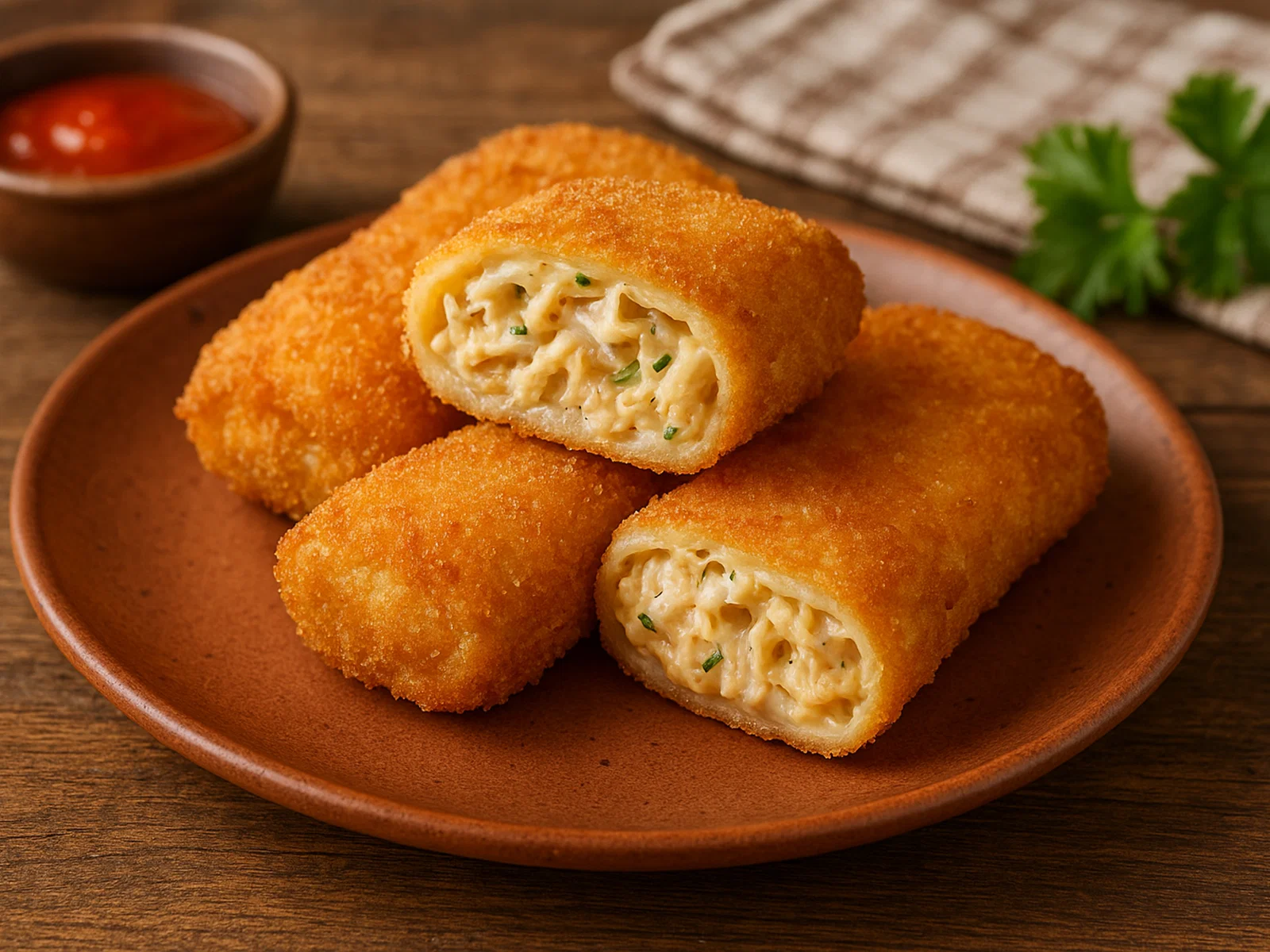 Risoles – gefüllte, panierte Pfannkuchenrollen
