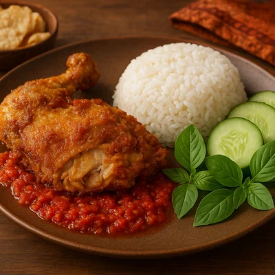 Ayam Penyet – Zerdrücktes frittiertes Hähnchen mit Sambal