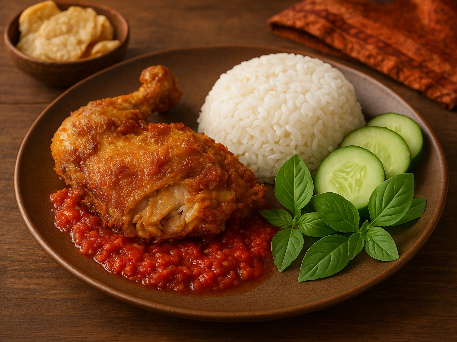 Ayam Penyet – Zerdrücktes frittiertes Hähnchen mit Sambal