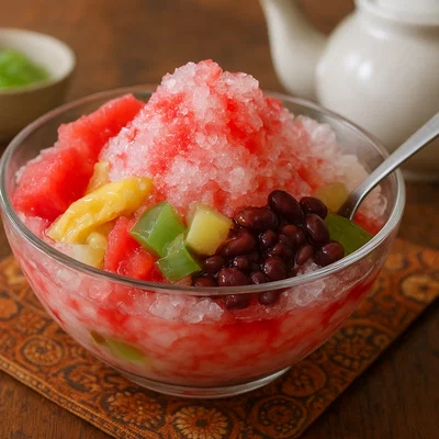 Es Campur – Indonesisches Eis-Dessert mit Früchten und Sirup