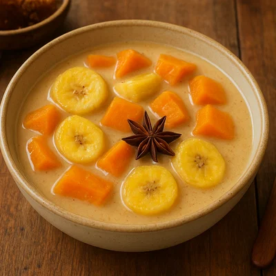 Indonesischer Kolak mit Banane und Süßkartoffel