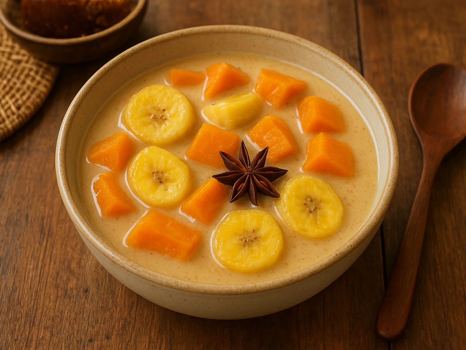 Indonesischer Kolak mit Banane und Süßkartoffel