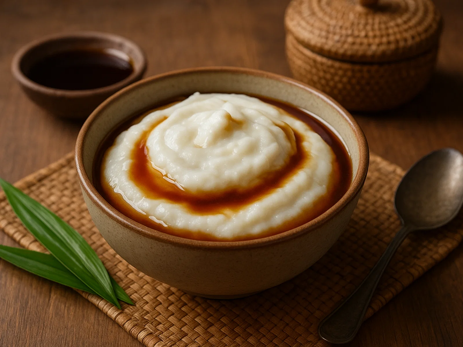 Bubur Sumsum – Indonesischer Reismehlbrei mit Palmzuckersirup