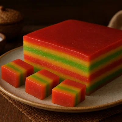 Kue Lapis – Indonesischer bunter Schichtkuchen aus Reismehl
