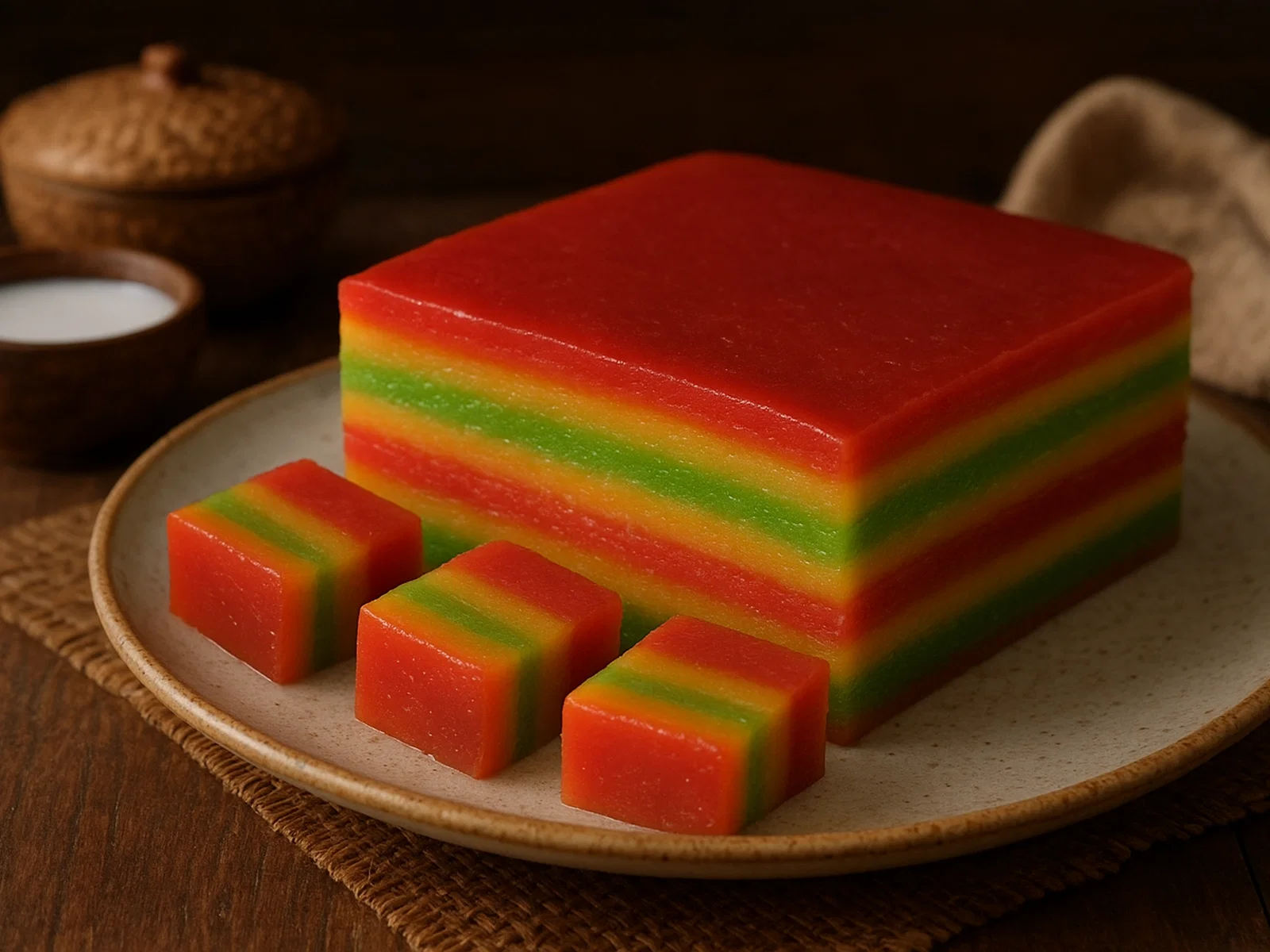 Kue Lapis – Indonesischer bunter Schichtkuchen aus Reismehl