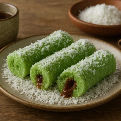 Kue Putu – gedämpfte Reismehl-Röllchen mit Palmzucker