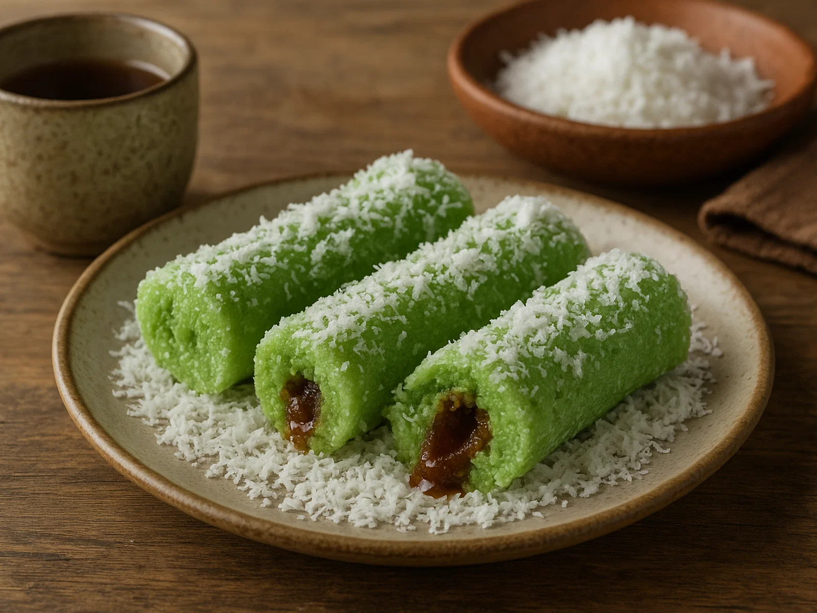Kue Putu – gedämpfte Reismehl-Röllchen mit Palmzucker