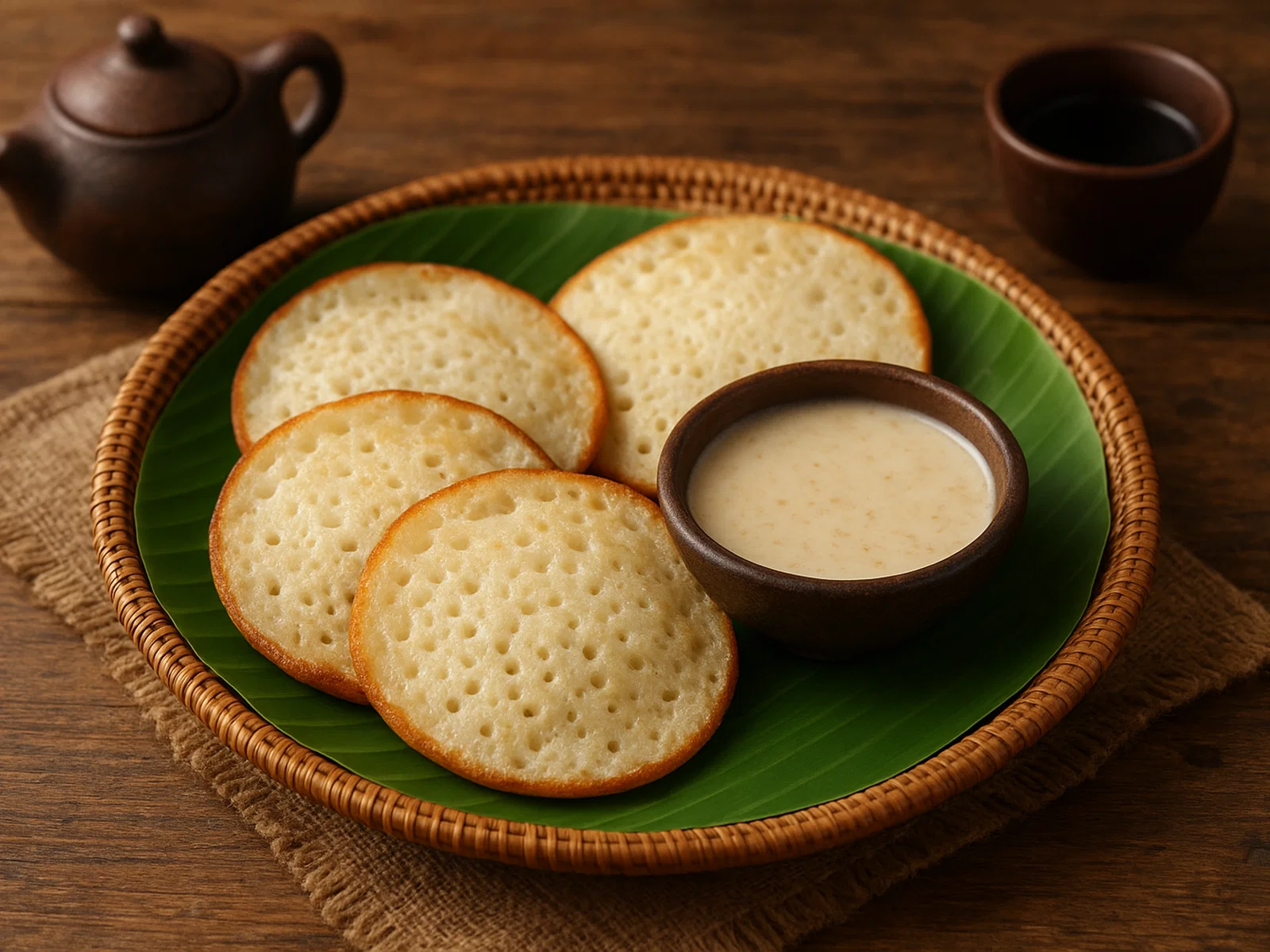 Serabi – Indonesische Reismehl-Pfannkuchen mit Kokossoße