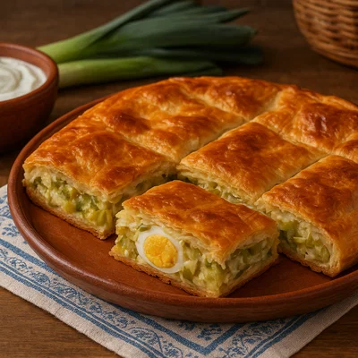 Byrek me Presh – Albanische Lauchpastete mit Blätterteig