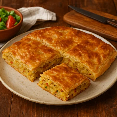Byrek me Patate – Albanische Kartoffel-Byrek aus Yufka- oder Blätterteig