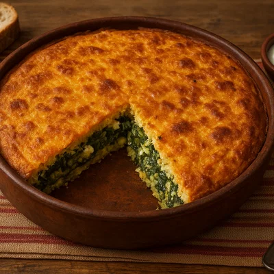 Pispili – Herzhafter Maismehl‑Pie mit Lauch oder Spinat aus Korça