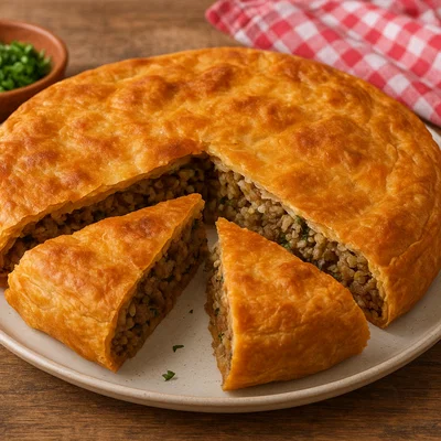 Pasflla – Gjirokastraer Pie mit Reis und Innereien