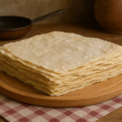 Hausgemachte Jufka (getrocknete Teigblätter)