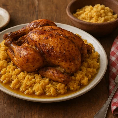 Pulë me përshesh – Albanisches Huhn mit eingeweichtem Maisbrot