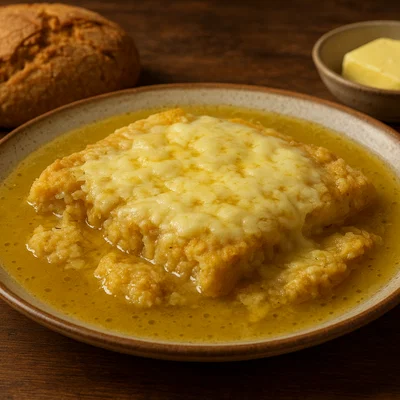 Bukëvalë – Eingeweichtes Maisbrot mit Butter und Käse